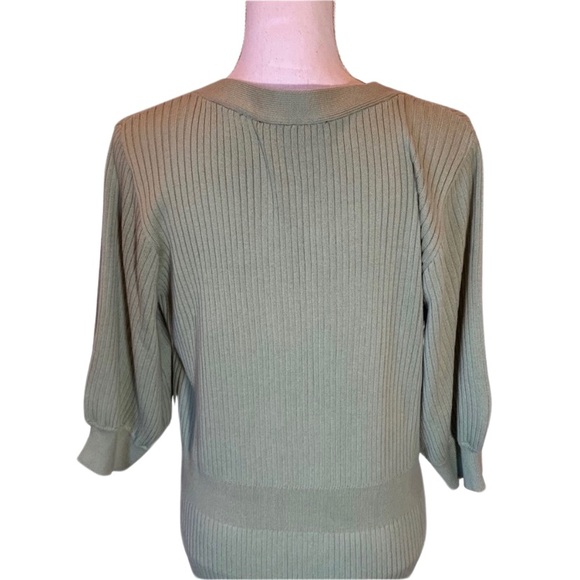 Eloquii Women's Long Sleeve Button Up Ribbed Midi Dress In Green. Large - Picture 9 of 13